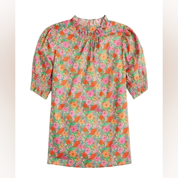 J. Crew Tops - J. Crew Liberty Print Smocked Floral Short Puff Sleeve Blouse Small Cottagecore